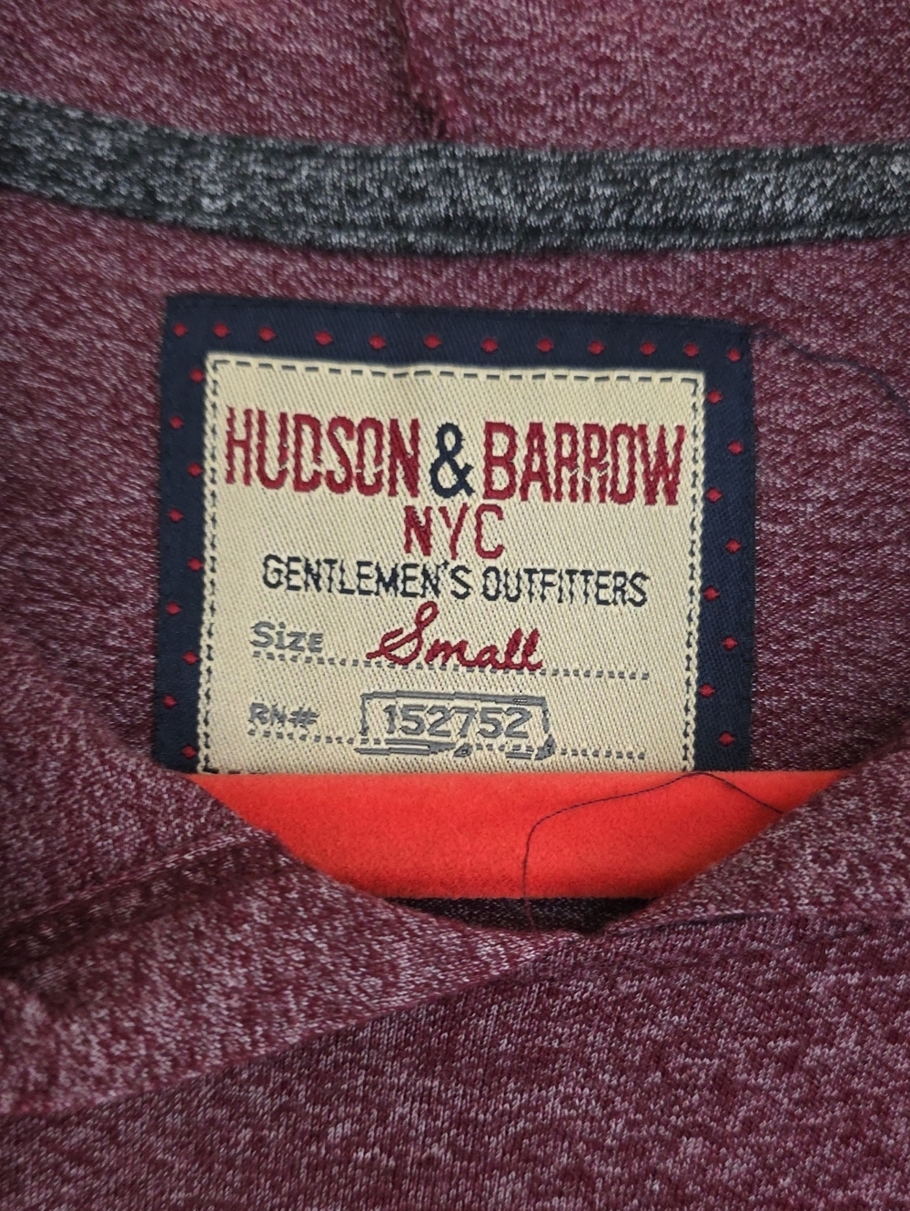 Hudson & Barrow Men's Maroon Hooded Long-Sleeve Pullover - Picture 3 of 8